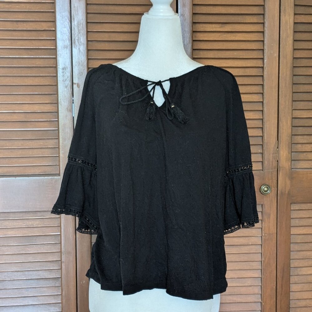 Old Navy Black Peasant Top